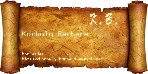 Korbuly Barbara névjegykártya